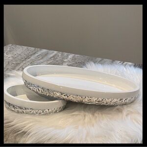 Bali White and Silver Vanity Tray Set